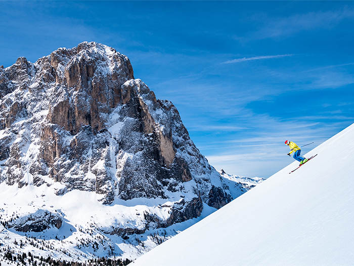 Skiing in Selva di Val Gardena Dolomites